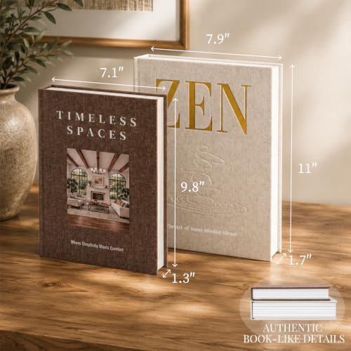 Aesthetic Linen Decorative Books for Home Decor, Set of 2 Fake Books - 2