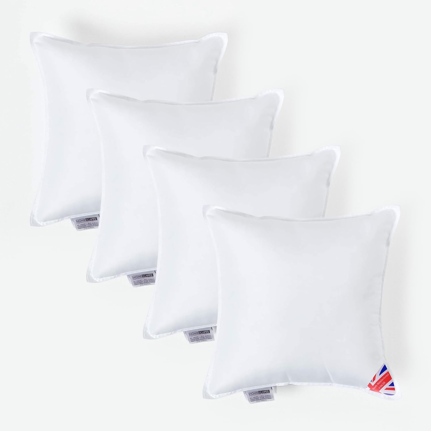 HOMESCAPES 4 Pack Luxury Super Microfibre Cushion Inserts 45cm x 45cm (18 x 18”) Perfect Bounce Back and Soft Cover Generously Filled Inner Pads Hypoallergenic Cushion Filler Handmade Machine Washable