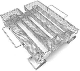 Cold Smoke Generator, Pellet Smoker Tray Box for BBQ Grill 8.9 x 6.9 Inch, Ideal for Smoking Cheese, Fish, Pork, Salmon, Stainless Steel Grill Cooking Tools Accessories (Rectangle)