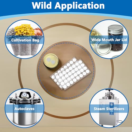 Image of Synthetic Filter Paper Stickers, 20mm Filter Patch Stickers 0.25m Synthetic Filter Disc Tape for Mushroom Cultivation Wide Mouth Jar Lids - 64 Pieces