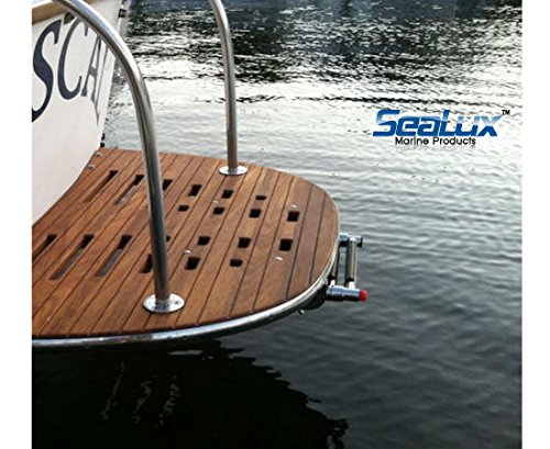 SeaLux Stainless Steel Pop-N-Lock Boarding 3-Step Undermount Sliding Marine Boat Telescoping Swim Ladder