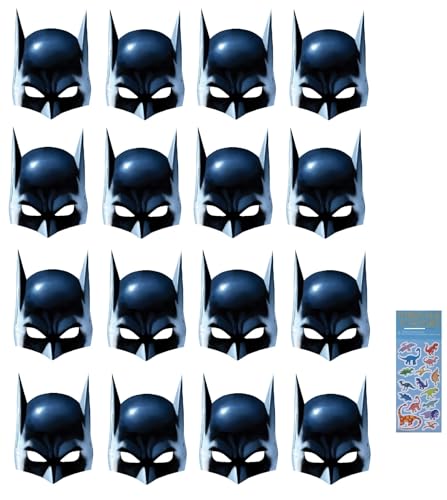Unique Batman Super Hero Birthday Party Supplies Favor Bundle includes 16 Party Paper Masks