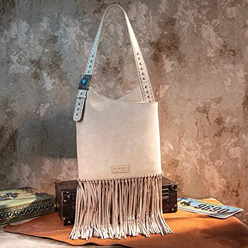 Wrangler White Hobo Bags For Women Western Leather Fringe Purse Turquoise Concho Country Shoulder Handbag Wg61-918Bg #TOP4