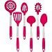 Culinary Couture Stainless Steel and Silicone Cooking Utensil Set with Ebook - Magenta