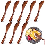 8 PCS Wooden Butter Knife Spreader, Butter Sandwich Condiment Cheese Spreader Knives,Thickened Solid Wood & Comfortable Feel Wooden Butter Knife Spatulas for Kitchen Restaurant