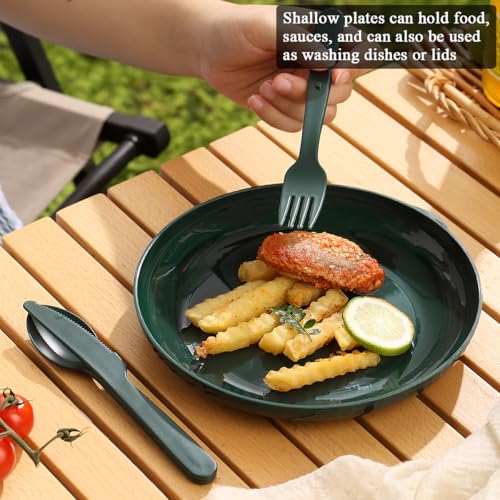 Berglander Camping Mess Set mit Schüssel, Teller, Tasse, Löffel, Gabel, Messer und Tragetasche, Campingzubehör Ausrüstung für Reisen, Picknick, einfach zu transportieren und zu reinigen (Grün) – Bild 6