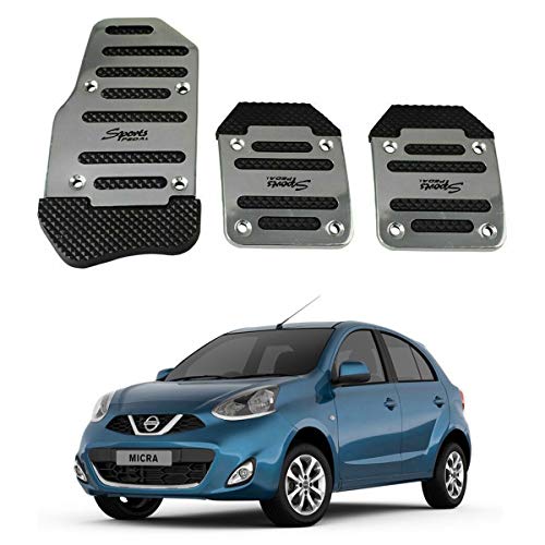 Oshotto 3 Pcs Non-Slip Manual CS-373 Car Pedals Kit Sports Pad Covers Set Compatible with Nissan Micra (Silver)