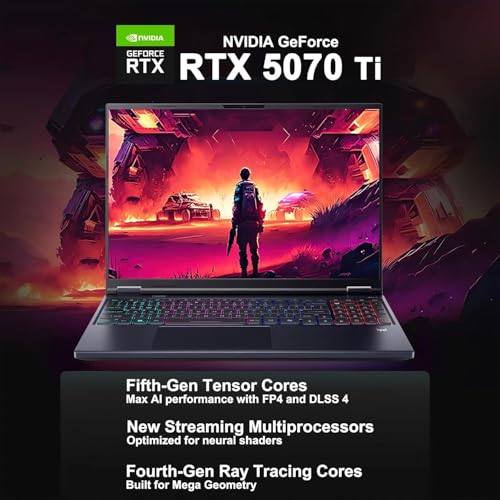 Image of Acer Predator Helios Neo 16 AI Gaming Laptop, 16 inch 240Hz IPS 2.5K Display, RTX 5070 Ti 12GB GDDR7, Intel Ultra 9 275HX 24-Core CPU, 64GB DDR5 RAM, 4TB SSD, Backlit KB, Thunderbolt 4, Win 11