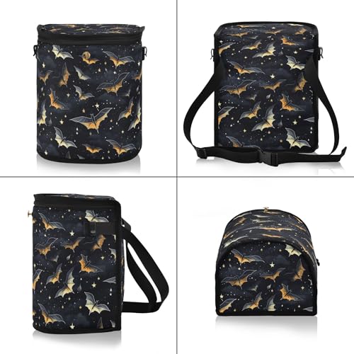 Image of MNSRUU Car Trash Can with Lid, Gothic Skull Bat Car Trash Bag Hanging Organizers and Storage for Front Back Seat, Leak-Proof Trash Bin
