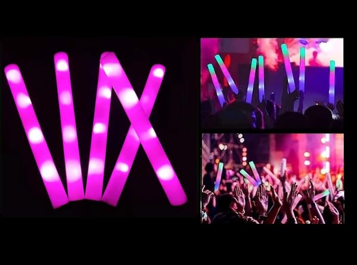 Lot de 10 batons Lumineux Mousse Tap Tap LEDs Rose 47cm (Rose)