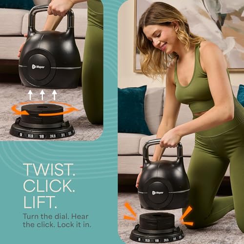 Image of LifePro 7-in-1 Adjustable Kettlebell - PowerStone, Die-Cast Aluminum & Steel, Space-Saving Set with Handle-Twist Adjustment - Strength Training Kettlebell with Storage Base