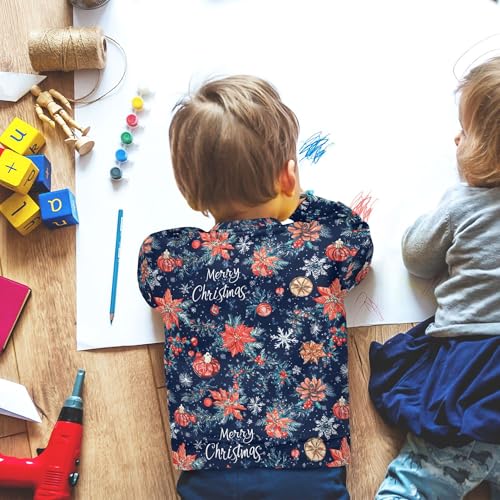 JUNZAN Christmas Navy Blue Snowflakes Pine Cone Kids Boys Pullover Hoodie Crewneck Kids Hoodies Boys Sports 4T 6