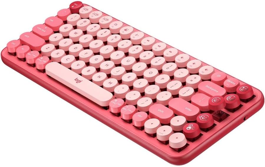 Logitech POP Keys Mechanical Wireless Keyboard with Customizable Emoji Keys, Durable Compact Design, Bluetooth or USB Connectivity, Multi-Device, OS Compatible - Heartbreaker Rose - Image 4