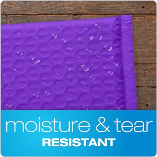 Image of Quality Park Bubble Mailers, 6 x 9, Purple Poly Mailers, Padded Envelopes, Shipping Bags, Water Resistant, Self Seal, 50 Per Box (QUA85904)