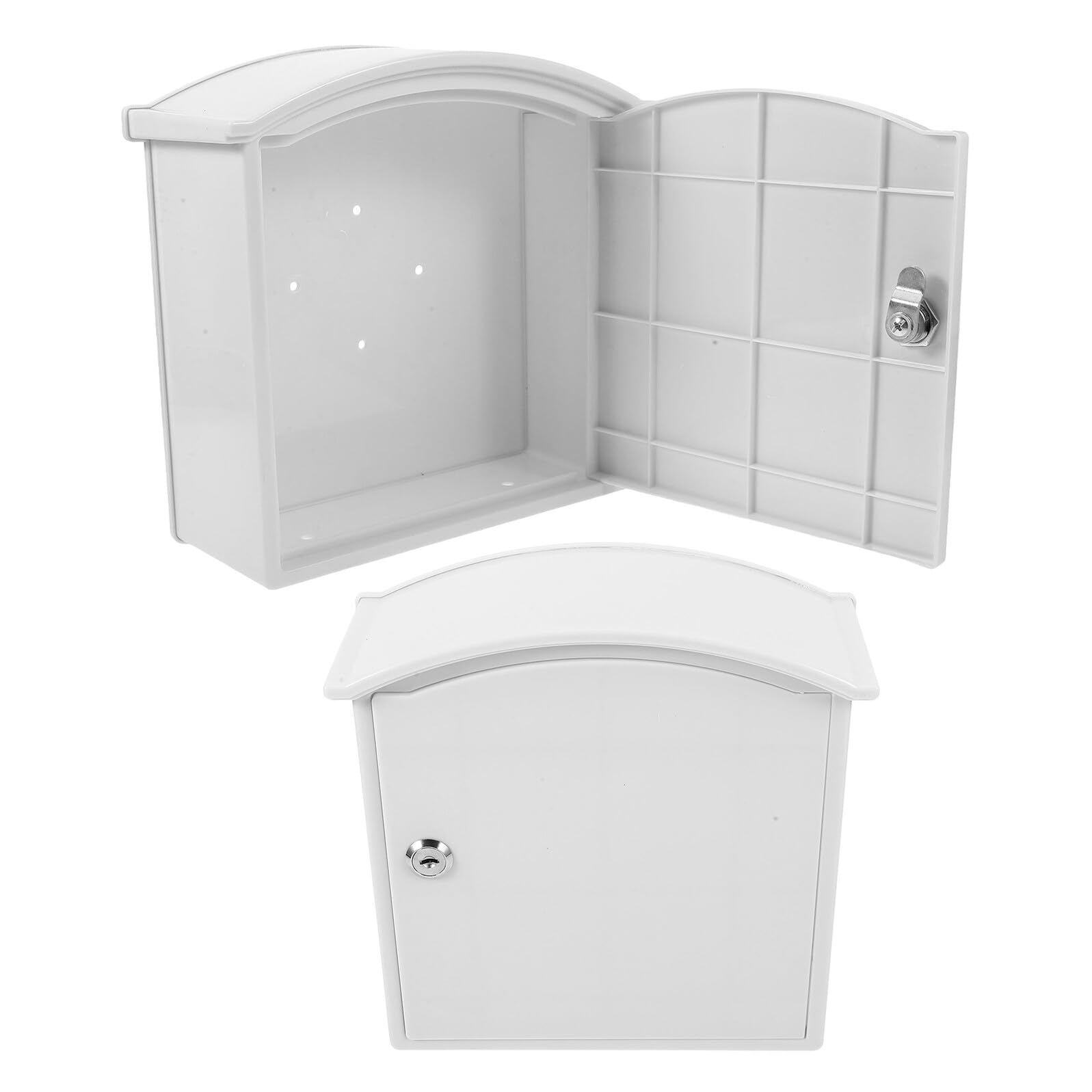 Boîte aux lettres murale verrouillable blanche lot de 2 en plastique pour colis et bouteilles de lait