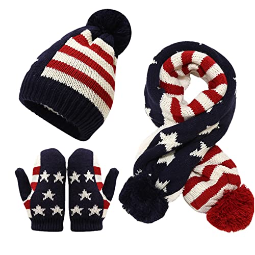 Gorro sombrero de invierno para niños de punto denso con bufanda de peasy y guantes