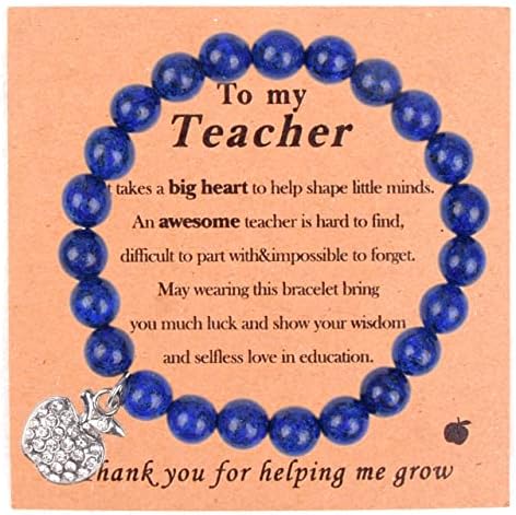 VICKHU Teacher appreciation gifts,Natural Stone teacher Bracelet gifts for women,thank you gifts for teacher meaningful gifts for women with gift message card