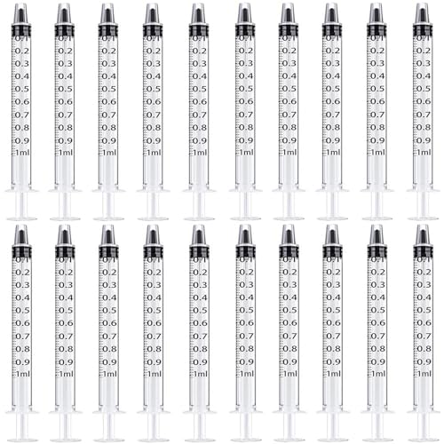 Image of White 50 Pcs 1ml 1cc Plastic Syringe No Needle Syringe for Pets Oral, Refilling, Oil or Glue Applicator, Measuring or Transfering Tiny Amount of Liquids, Without Cap