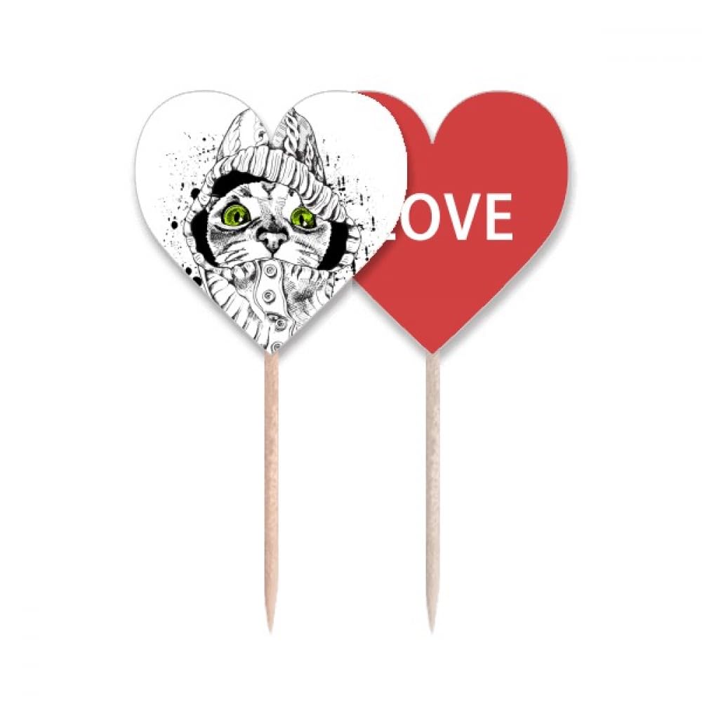 Drapeau amour cœur pic cupcake et pull blanc tête de chat assorti