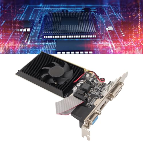 Tarjeta Gráfica GT610 2GB GDDR3 de 64 bits, HDMI, DVI, VGA, Tarjeta de Video para PC, GPU para Computadora de Escritorio, PCI Express 1.1 X 16, con Ventilador de Refrigeración