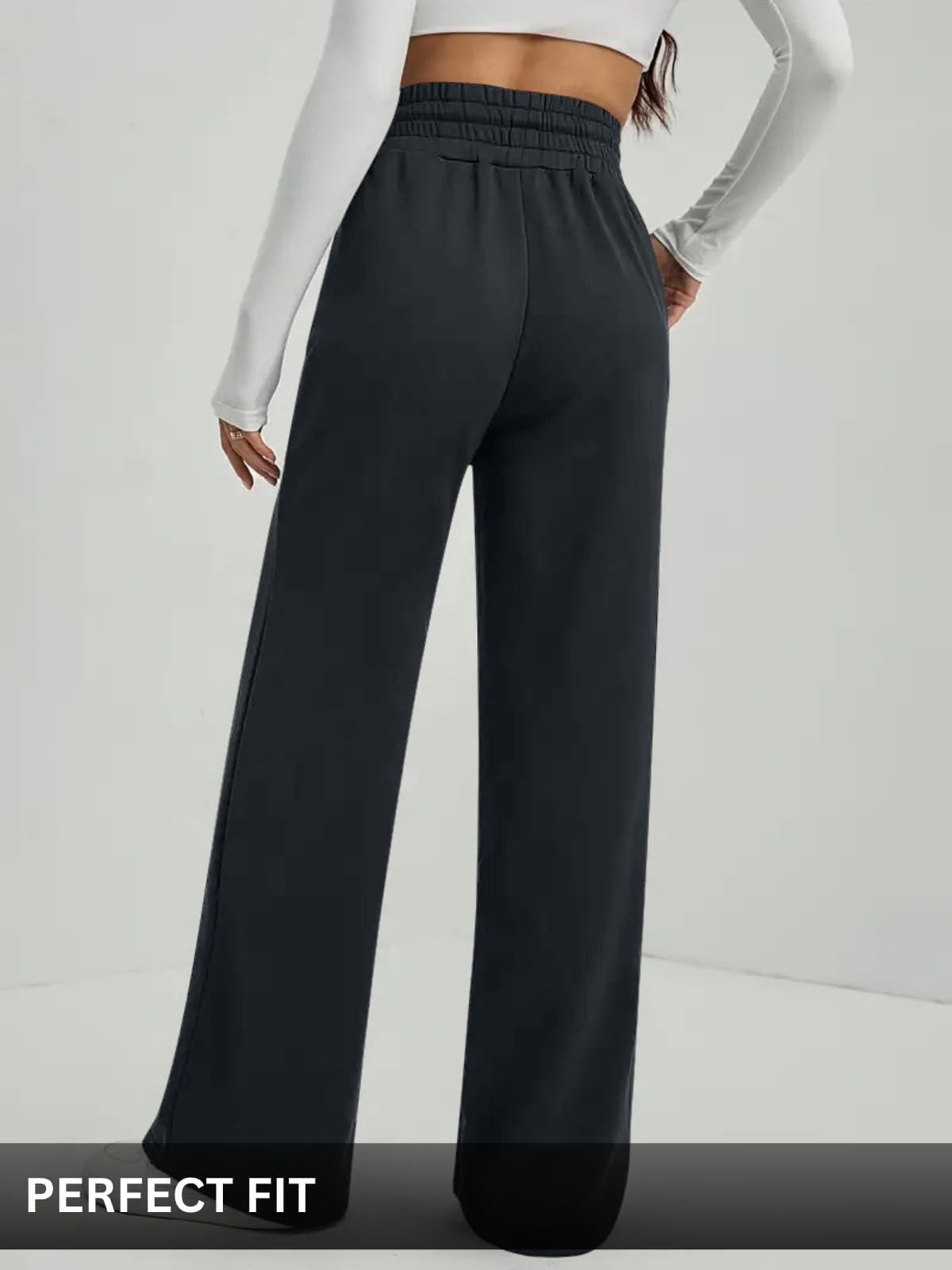 Leriya Fashion Pantalones acampanados de cintura alta estilo coreano para mujer, elegantes pantalones para eventos universitarios (talla grande)