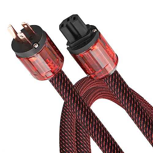 Audiocrast HPC01 HiFi Power Cable, 3.3ft, 125V 15A, Hi-End Amplifier Power Cord Braided Sleeve Audiophile AC Power Cable with US Plug+IEC Connector