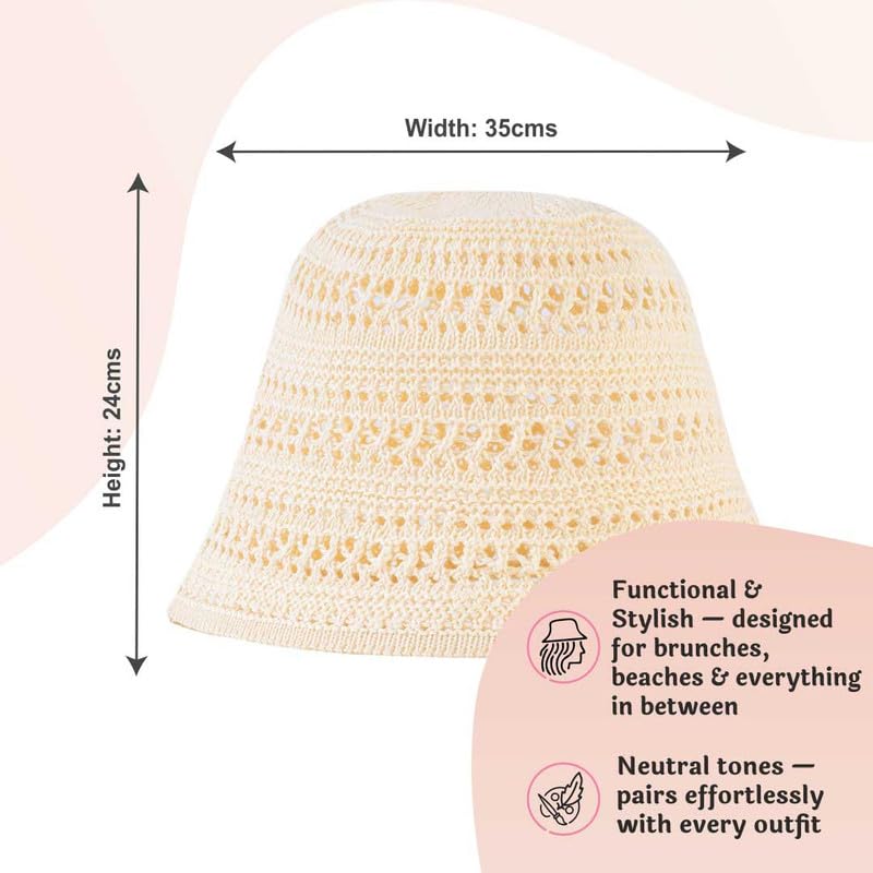 Image of Hair Drama Co. Crochet Bucket Hat for Women | Comfy & Casual Knit Handmade Foldable Floppy Hat | Summer Crochet Bucket Cap for Women & Girls