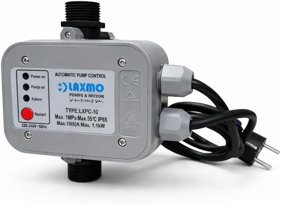 Automatic Pump Controller LXPC-10 | Water Pressure Controller with Dry Run Protection | Smart Auto Start/Stop Pump Control | 220-240V, 1.1kW | IP65 Waterproof