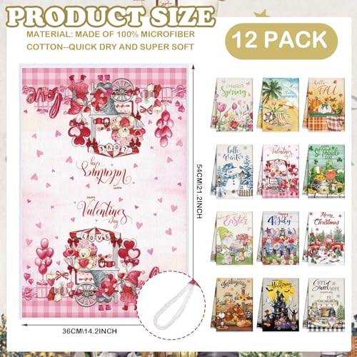 12-Pcs-Seasonal-Kitchen-Towels-Set-for-All-Seasons-Spring-Summer-St-Patricks-Day-Easter-Holiday-Hand-Dish-Drying-Tea-Towels-Cute-Dishcloths-Decorative-Wash-Cloths-213-x-142-Inch 12 Pcs Seasonal Kitchen Towels Set for All Seasons Spring Summer St Patricks Day Easter Holiday Hand Dish Drying Tea Towels Cute Dishcloths Decorative Wash Cloths 213 x 142 Inch