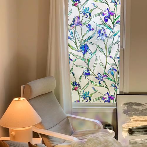 Image of SUNBABY Stained Glass Window Film:288,3D Decorative Window Privacy Film,Window Decals,Non-Adhesive Heat Control Anti UV Vinyl Static Clings,23.6 x 78.7 Inches