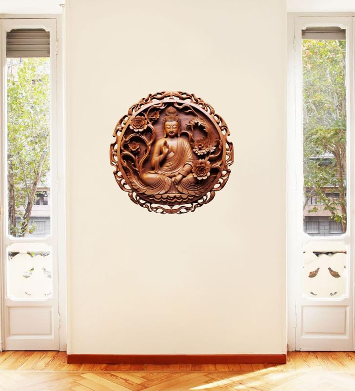 Image of Lord Buddha PVC Vinyl,Wall Sticker for Home Decor - Ideal for Living Room, Bedroom, Hall, Kids Room, Play Room (Size -45 cm x 45 cm) (Lord Buddha(45 cm x 45 cm))