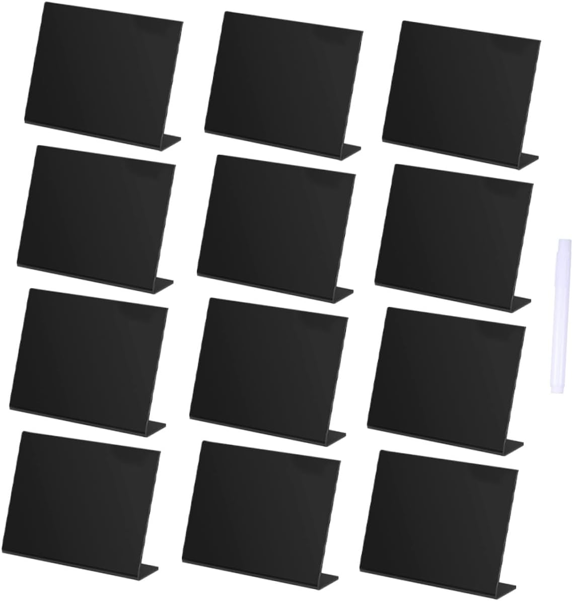 Garneck Small Acrylic Chalkboard Signs, Black Erasable Memo Boards with Pen, 12pcs Desktop Decorative Blackboard for Wedding Party, Home Counter, Office Message Display