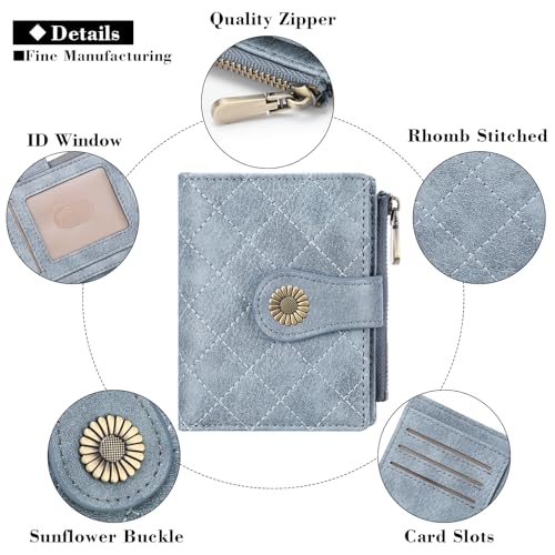Image of FALAN MULE Small Wallet for Women Bifold RFID Blocking Leather Card Holder with Zipper Coin Pocket