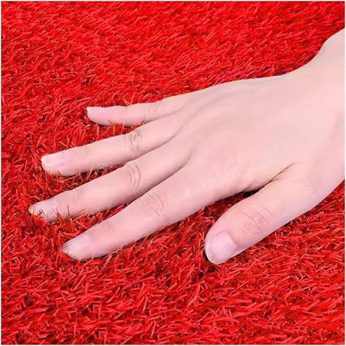 LXXW Gazon Synthétique Gazon Artificiel Synthétique, 3 cm D'épaisseur Rouge Haute Densité Faux Gazon Gazon Terrains De Jeux Jardin Faux Tapis D'herbe pour...