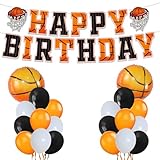 PANRRPERS 21 Pcs Basketball Decorations Basketball Birthday Banners with Balloons for Kid Boy Adult Birthday Sports Party Decorations