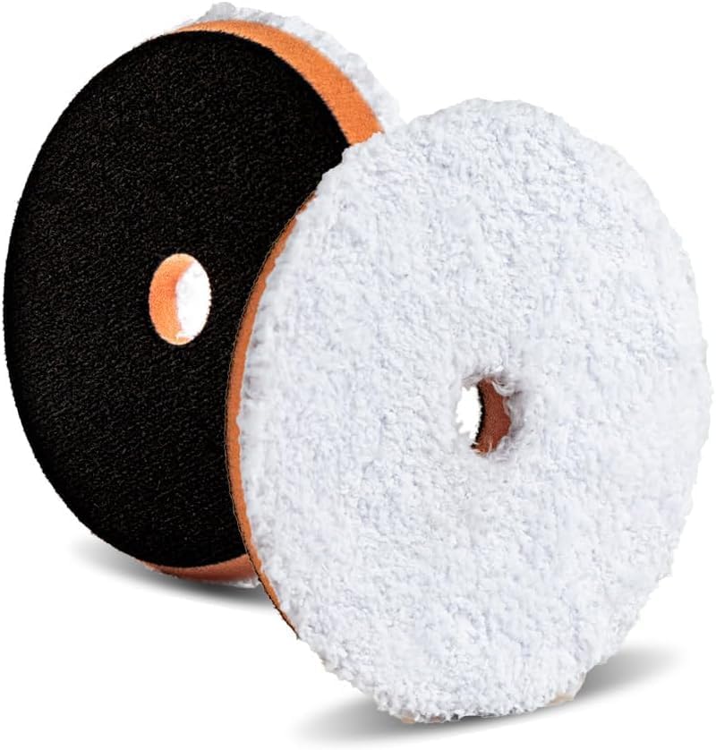 Lake Country 5.5" HDO Light Cutting Microfiber One-Step Pad (2-Pack) for Random Orbital Polsiher. Fits 5" Backing Plate