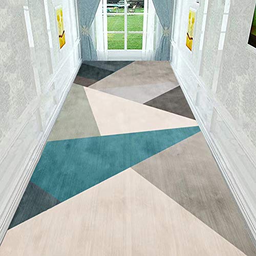 Tapis de passage moderne géométrique en polyester 1x6m pour couloir modèle B - 3