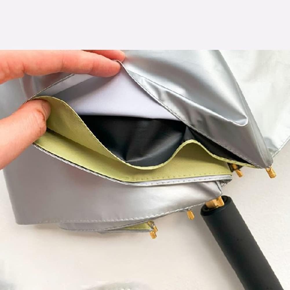 Paraguas compacto de viaje UPF 50+ para lluvia y sol, paraguas pequeño a prueba de viento con protección UV, paraguas plegable de tela de doble capa