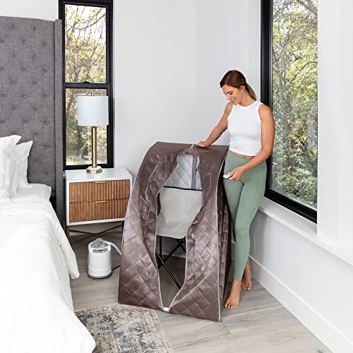 SereneLife Portable Steam Sauna - Single Person Detox Spa (Gray) - Includes Foldable Chair for Comfort, Foot Pad Heating Mat - Image 6