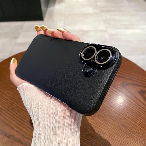 Coque en cuir ultra-fine pour iPhone 12 Pro Max Plus avec protection de lentille en cristal noir
