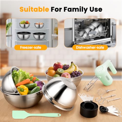 Image of Lord Eagle 5-Speed Hand Mixer Electric With 4 Mixing Bowls Set