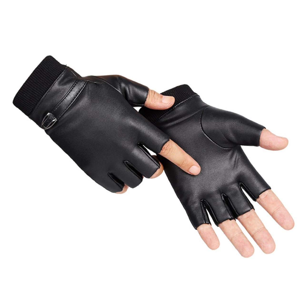 GALPADA 6paia Guanti Pu Leather Mezza Dita Imbottiti Per Inverno Per Bici Pesca Ciclismo e Confezione Da Antiscivolo e Resistenti Al Freddo