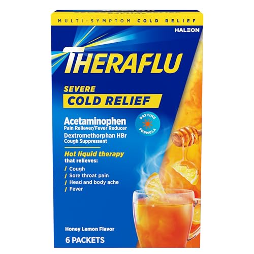 Theraflu Daytime Severe Cold Relief Powder, Honey Lemon​ Flavor, 6 Count