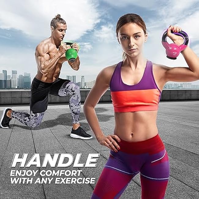 Yes4All Kettlebells Rubber Base, Kettlebell Set for Women, Strength Training Kettlebells Weights (10-65 lbs)