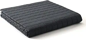 YnM Cotton King Size Weighted Blanket for Adults (88x104 Inches, 25 Pounds, Dark Grey), Smallest Compartments with Cooling Glass Beads,Heavy Blanket for Two Persons of 110~190lbs on Queen or King Bed