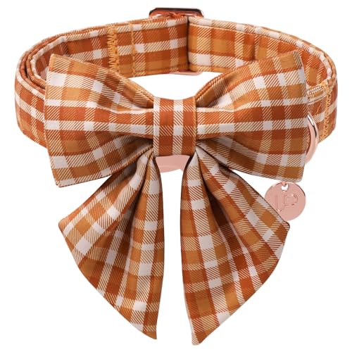 UP URARA PUP Fall Plaid Dog Collar & Bow Tie Set