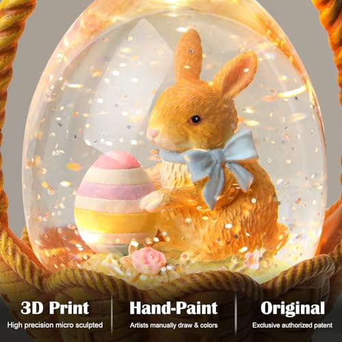 image for Blansong Easter Snow Globe Basket Easter Bunny Eggs Decorations Gifts 