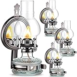 Yexiya 4 Pcs Large Kerosene Lamp Lantern Chamber Oil Wall Mounted Vintage Glass Clear Kerosene Lamp Rustic with Oil Wick for Indoor Home Decor Lighting(Black)