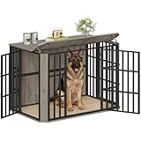 Hzuaneri 120 cm Gabbia per Cani, Cuccia Moderna per Cani Interno, Casetta per Animali, 3 porte, 75 x 120 x 81 cm, XXL, Greige DFC86805B