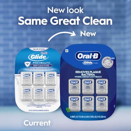Oral-B Glide Pro-Health Dental Floss, Deep Clean, Mint, 40m, Pack of 6 - 9